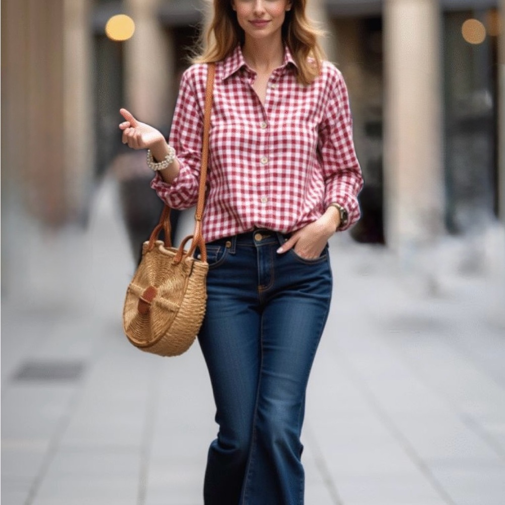 J.Crew Factory Gingham Cotton Shirt